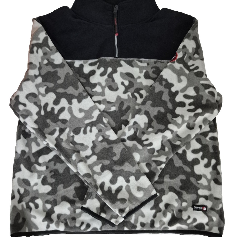 Canada Weathergear Sweater Mens XL Gray Camo Black Fleece 1/4 Zip Pullover‎ NWOT